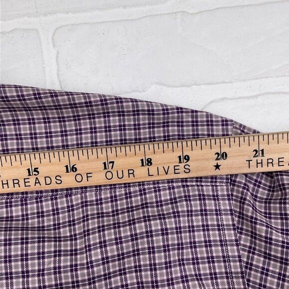 Brooks Brothers Shirt‎ Mens Large Purple Pink Gingham Check Plaid OCBD Non Iron - Picture 7 of 9